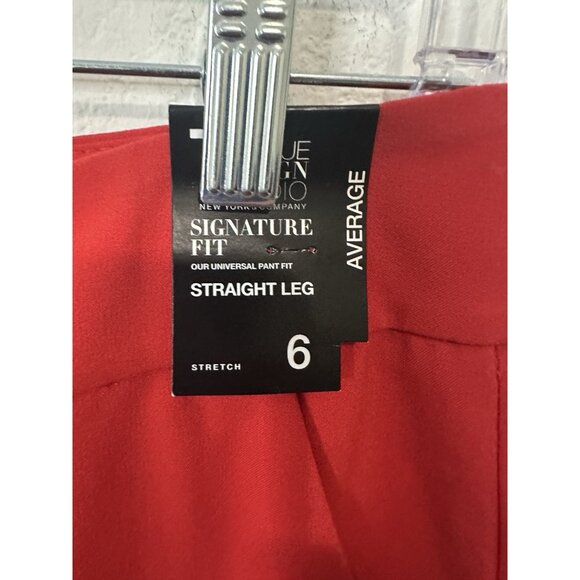 NY&C 7th Design Straight Leg Stretch Waist Red Work Pants Size 6 - Picture 3 of 10